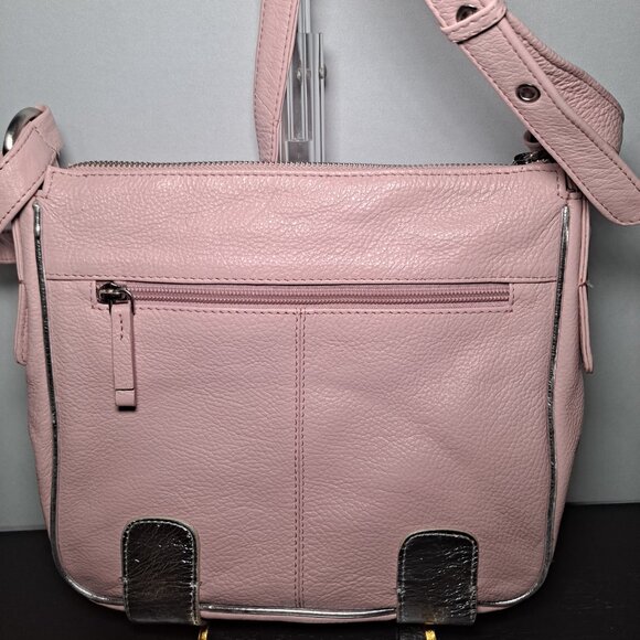 Sharif pink leather crossbody bag with silver-tone hardware - Picture 6 of 16